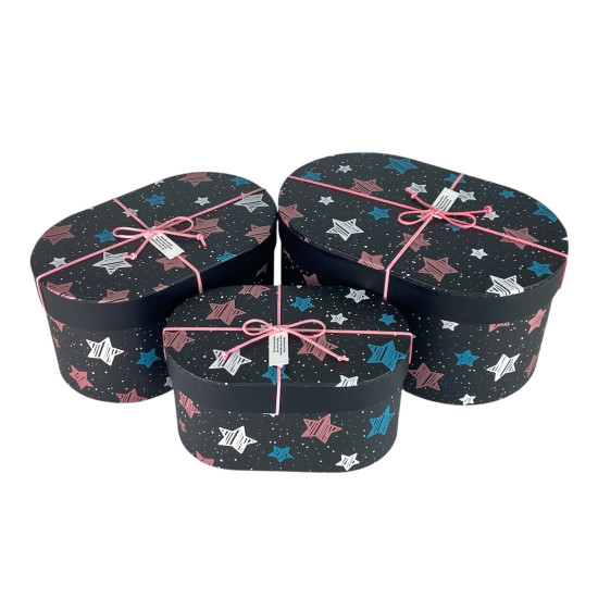 Коробка подарункова  28 х 18 х 14см (овал),3шт. в наборі (0229)