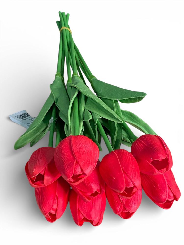 Букет латексних тюльпанів з ефектом живого дотику 9 бутонів (4 х 4см) червоний 34 см Червоний Marill (C30444-01)