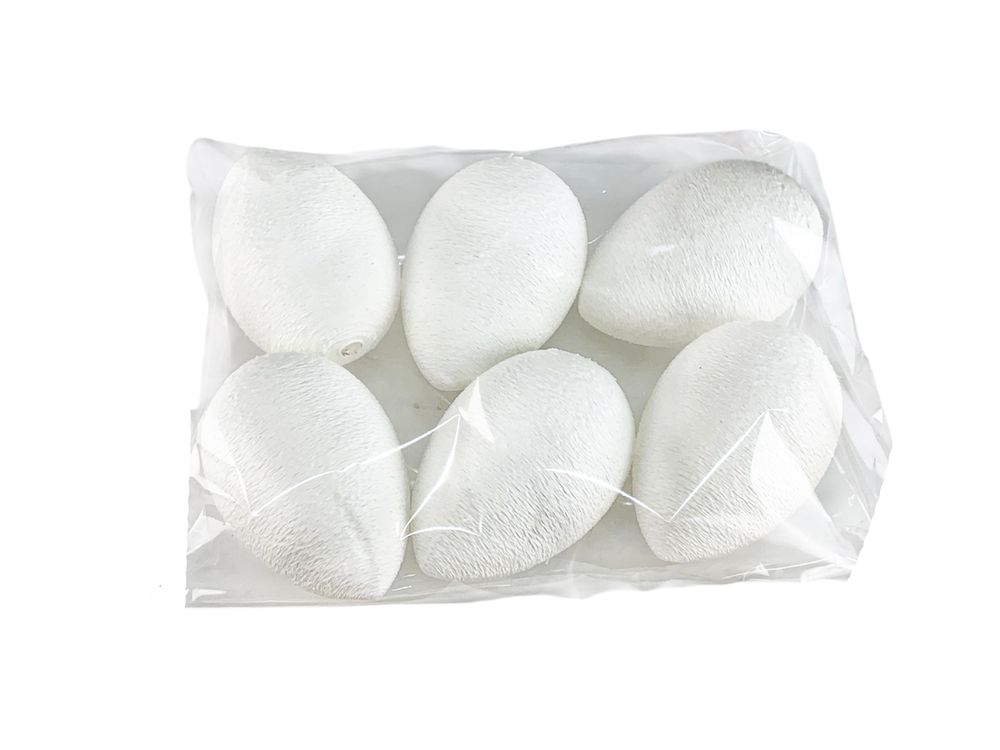 Набір  великодніх Еко яєць  із рельєфною поверхнею  -6шт, білий 6см Білий (L00202)