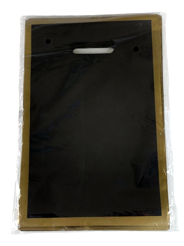 Пакет поліетиленовий з прорізною ручкою, 39 х 27см 50шт/уп (10803 black-gold)