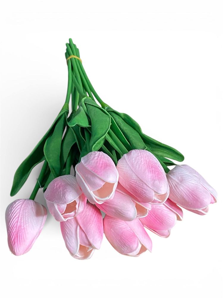 Букет латексних тюльпанів з ефектом живого дотику 9 бутонів (4 х 4см) світло рожевий 34 см Рожевий Marill (C30444-06)