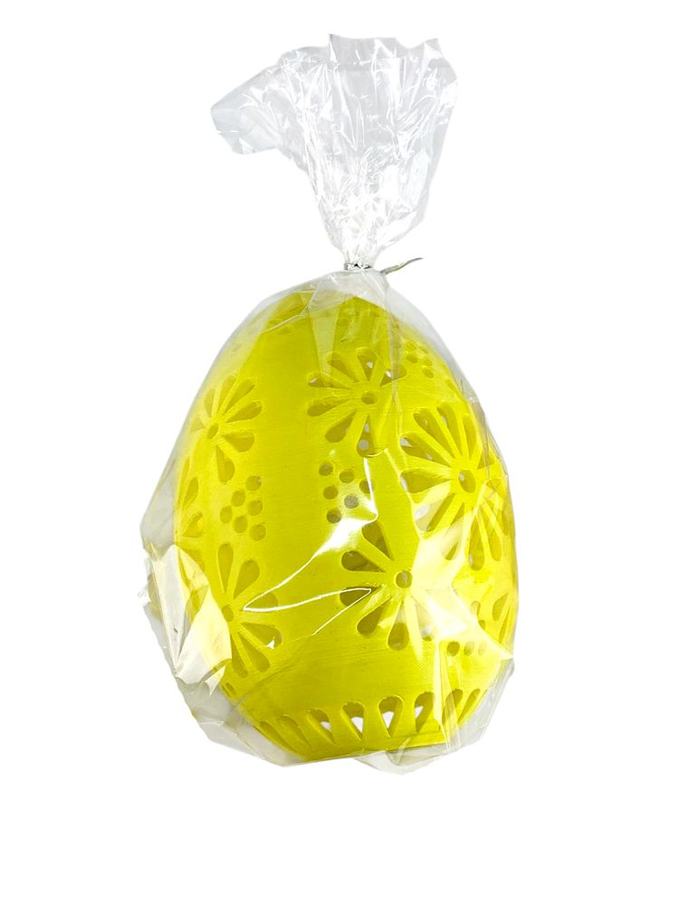 Пасхальне Еко яйце-декор "Рішельє" з ажурними квітковими вирізами, жовте 15х10см Жовтий (L00199.2)