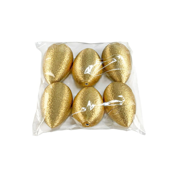 Набор пасхальных Эко яиц с блестящей фактурой -6шт, золото 6см Золотой (L00201)