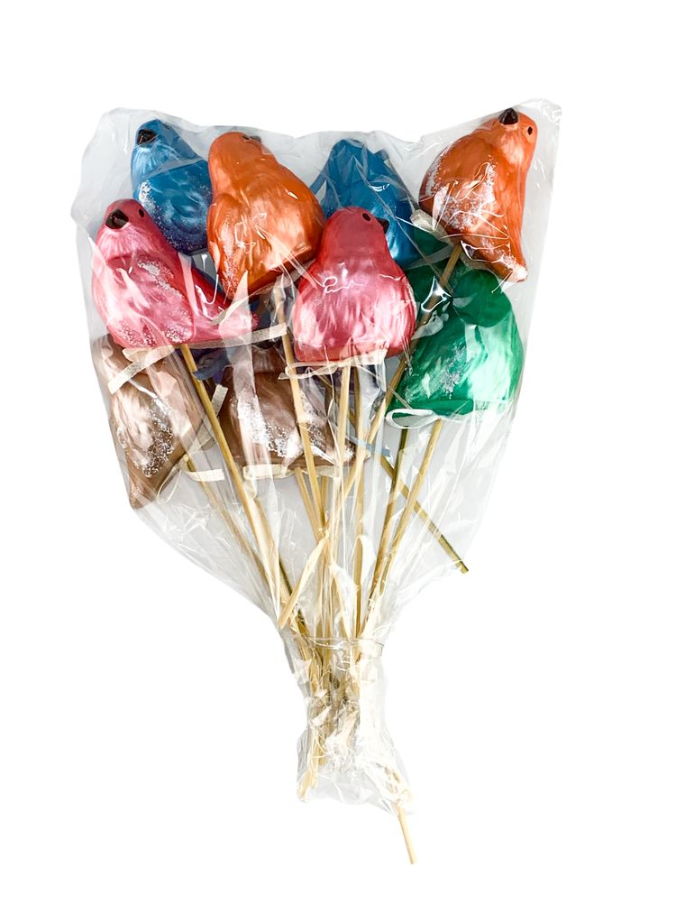 Набор цветных пасхальных Эко птиц 6 см -12шт Разноцветный (L00207)