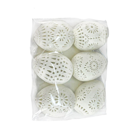 Набор пасхальный "Яйцо-декор с ажурными цветочными вырезами" бархат, белый 6см Белый (L00200)