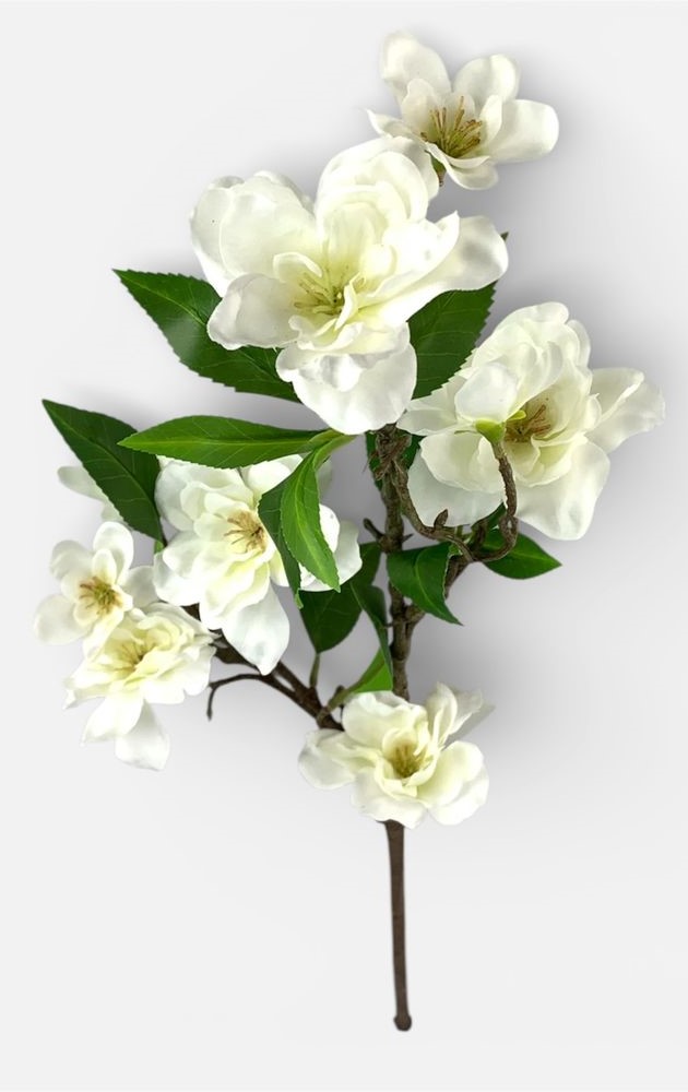 Ветка декоративная с цветами, 69см белые Unison (c30510-2)
