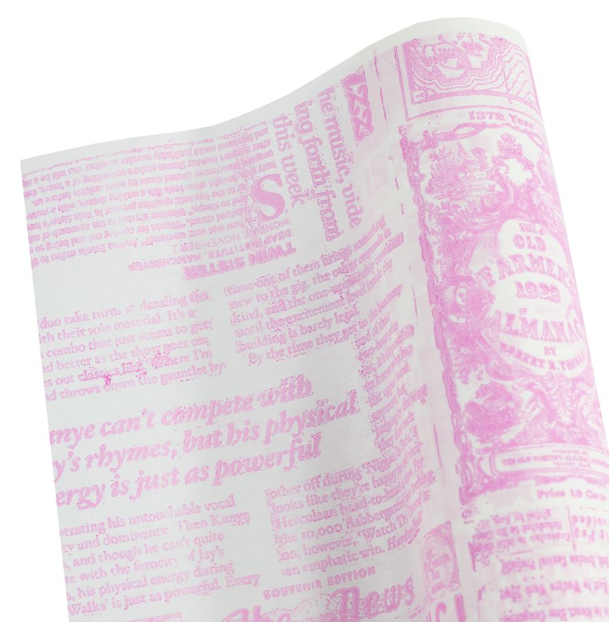 Бумага для упаковки подарков "газета Париж розовый  шрифт" Разноцветный Unison (Пт 418.2)