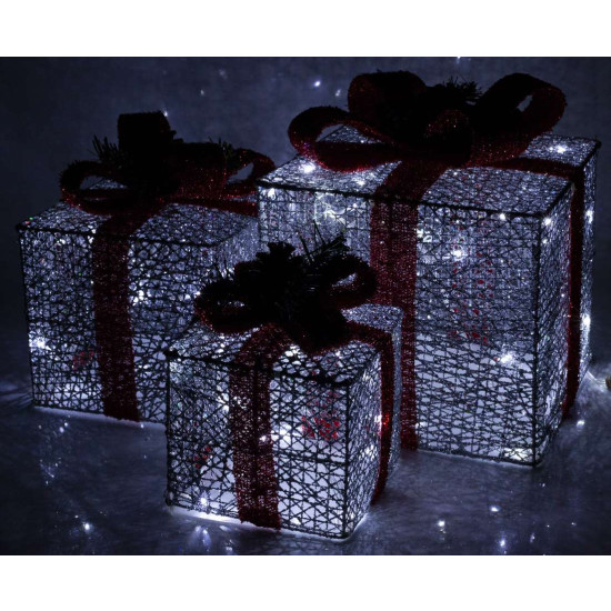 Подарки LED, 45 см серебряный с красным (19-021-S)