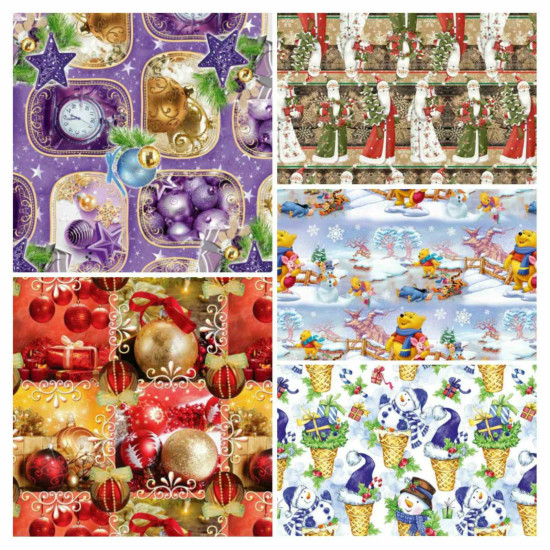 Бумага новогодняя мелованная для упаковки подарков 80г  100х70 -25 листов Unison (PVM 10070-25-5)