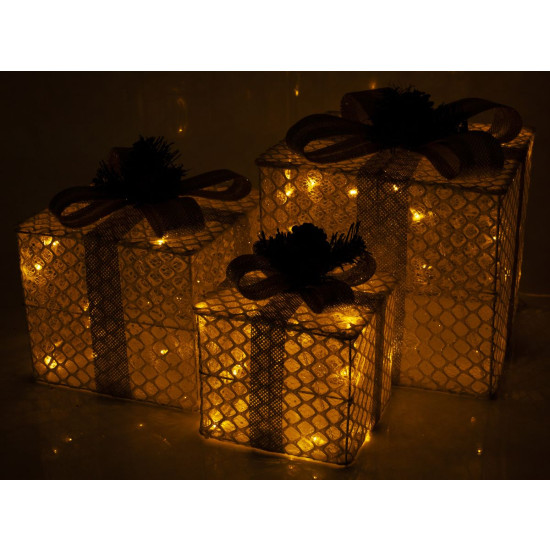 Подарки LED, 45 см белый с серебром (19-042-W)