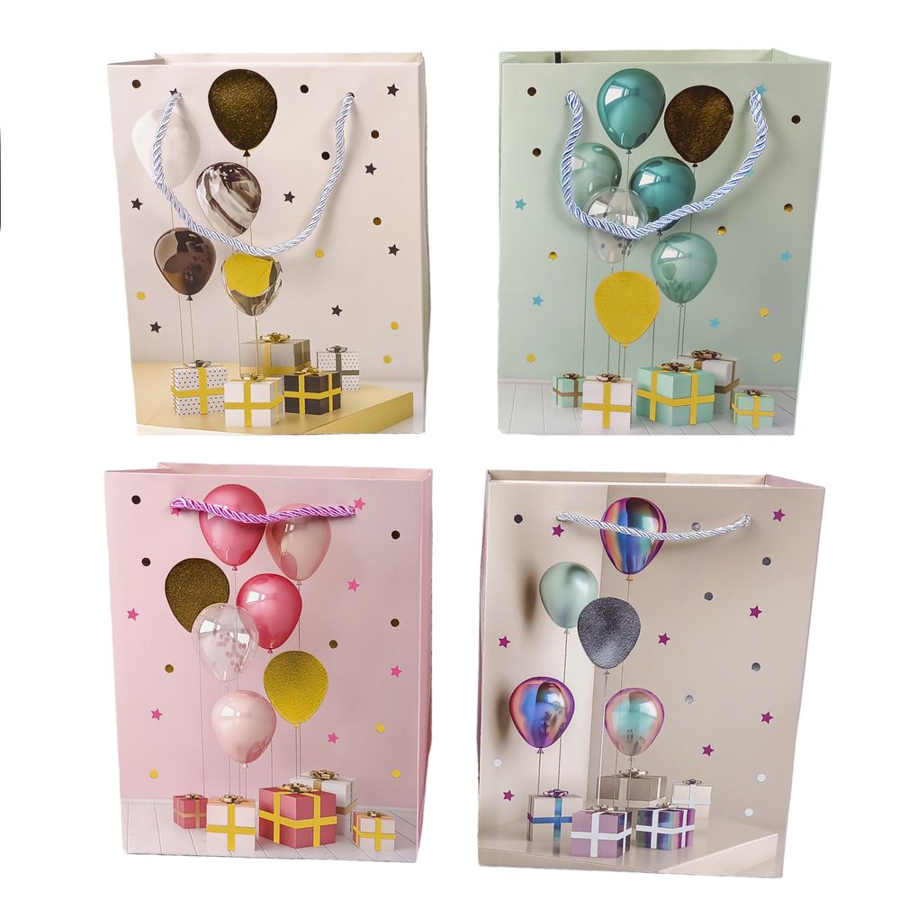 Пакет подарунковий 210гр, 18 x 23 x 10см (12шт/уп) Різнокольоровий Unison (ZD-9225-4S)