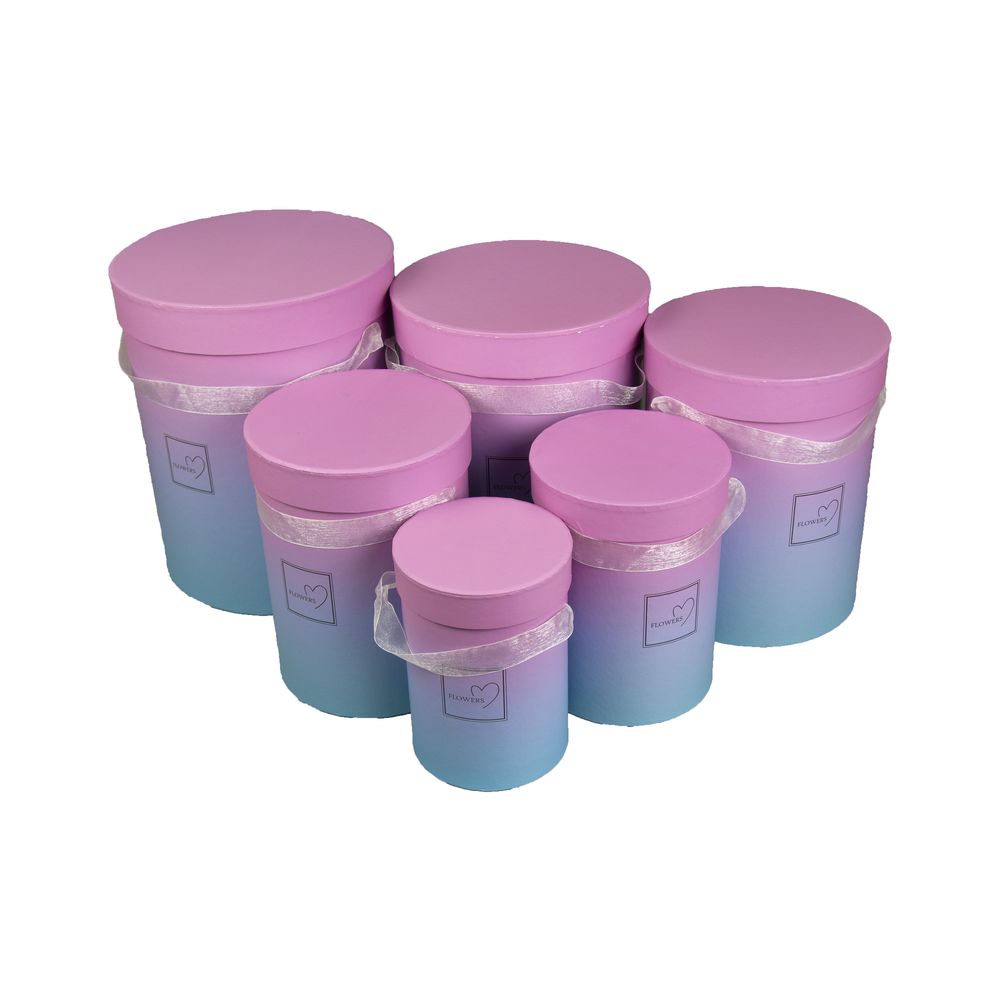 Коробка подарункова кругла в наборі  6шт (21 х25,5cм - 11 х 15,5cм) Фіолетовий Unison (W5959)