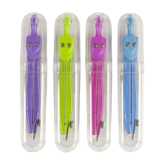 Циркуль кольоровий в пластиковому пеналі (1001AC-PDQ)