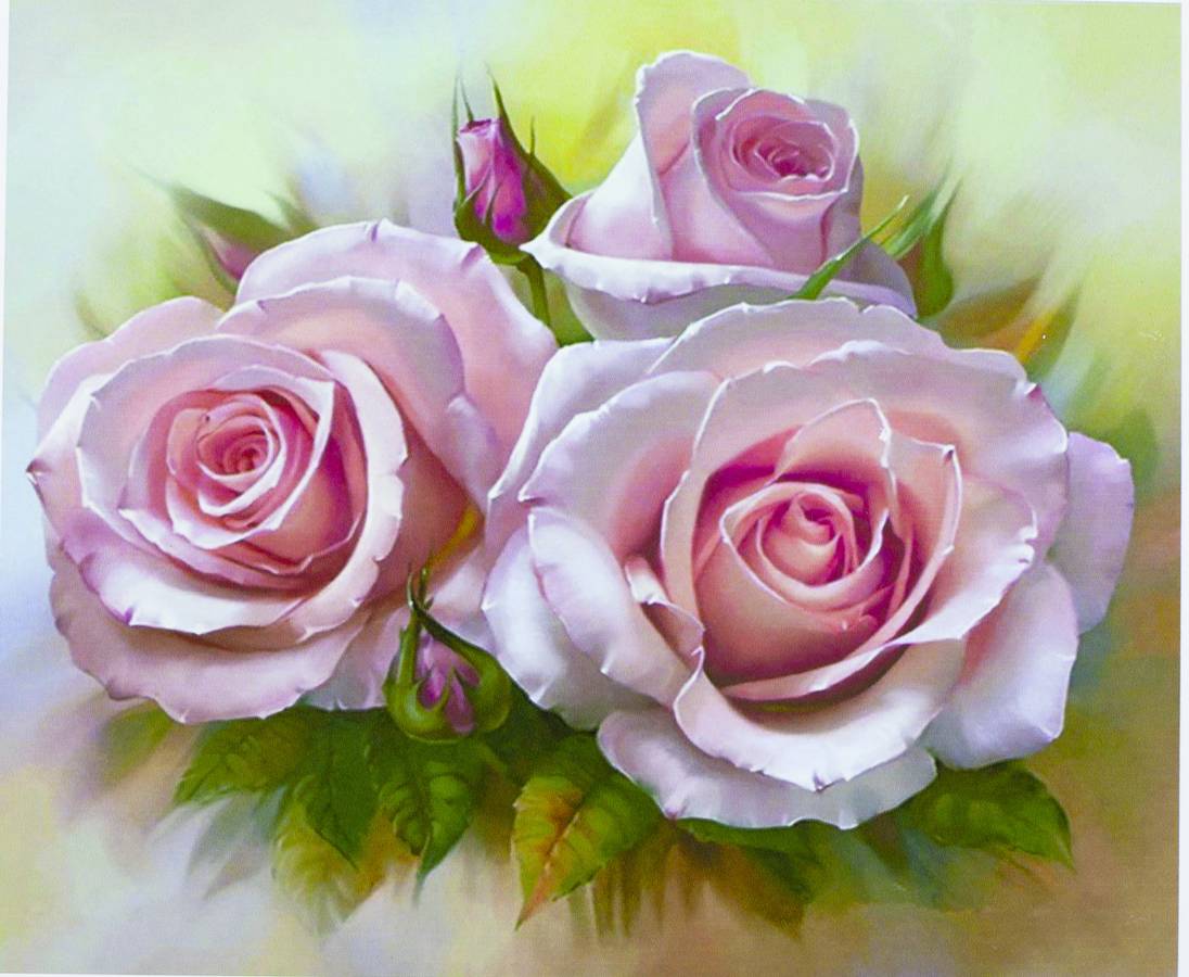 Картина за номерами "Троянди крупно" 40 * 50см, крас.-акрил, кисть-3шт (3388)