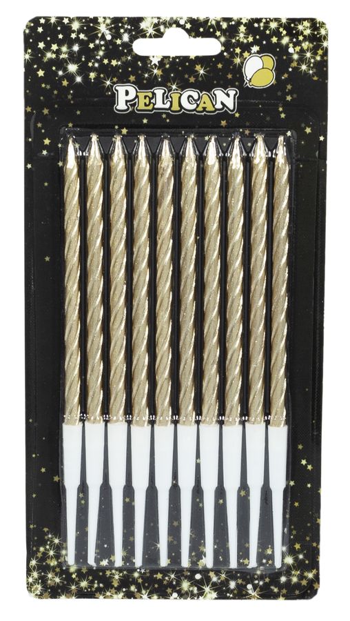 Набір свічок для торту "СПІРАЛЬНІ 14см",  жовте ЗОЛОТО  10шт/уп Золотий Pelican (868121/9324)