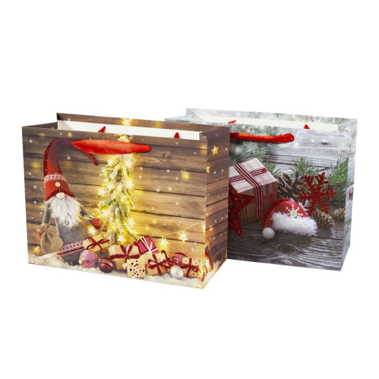 Подарочные пакеты новогодние 18*24*8.5cm с глиттером, Unison, 8513S (8513S)