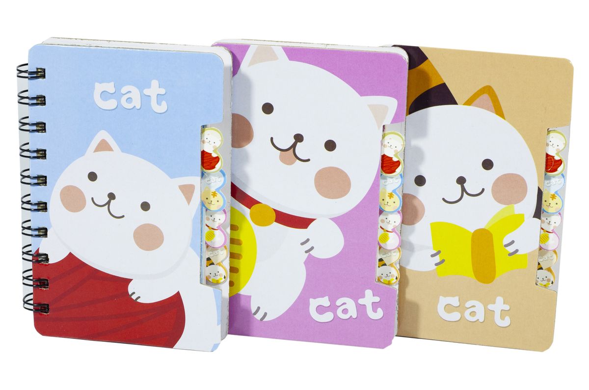 Блокнот 55 л 14 х 9,5см "Котик" спираль линия Разноцветный Unison (80K-962)