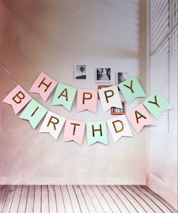 Гирлянда-флажки "Happy birthday"  16см, разноцветная Разноцветный Unison (871059)