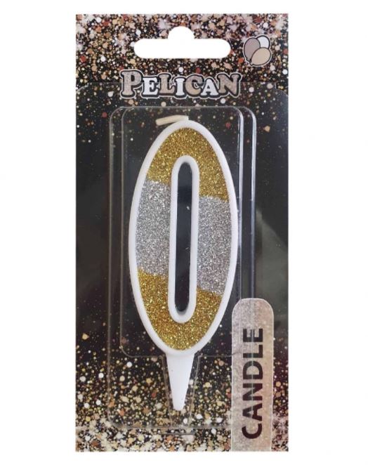 Свеча для торта Pelican "0" СЕРЕБРЯНО-ЗОЛОТАЯ 7см Разноцветный Pelican (867030)