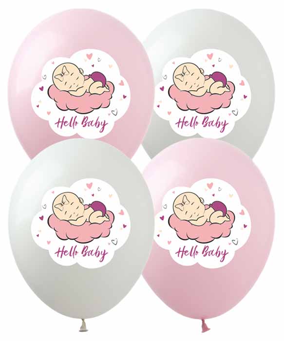 Шарики Pelican 12' (30 см) "Hello, Bady (Девочка)", 10шт/уп Разноцветный Pelican (828474)