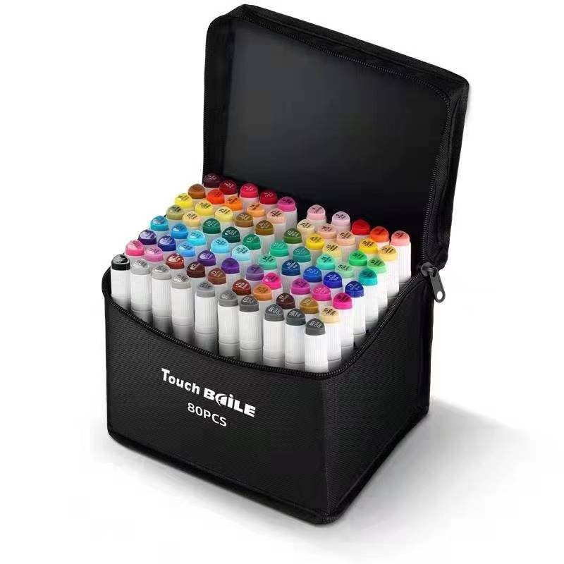 Набор скетч маркеров двуст-них, скошеный круглый наконечник, 80  цветов (BL-8780)