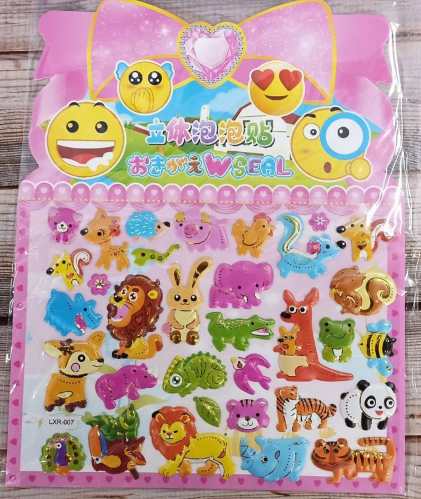 Наклейки пластиковые рельефные "Зверюшки" 19,5 х 25см, 20шт/уп Разноцветный Unison (LXR-007)