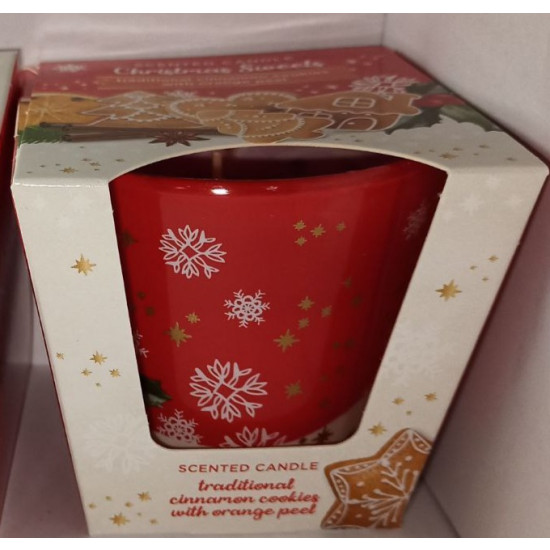 Свеча ароматическая "Печенье с корицей" 30часов, 8см Красный Bartek Candles (72441)