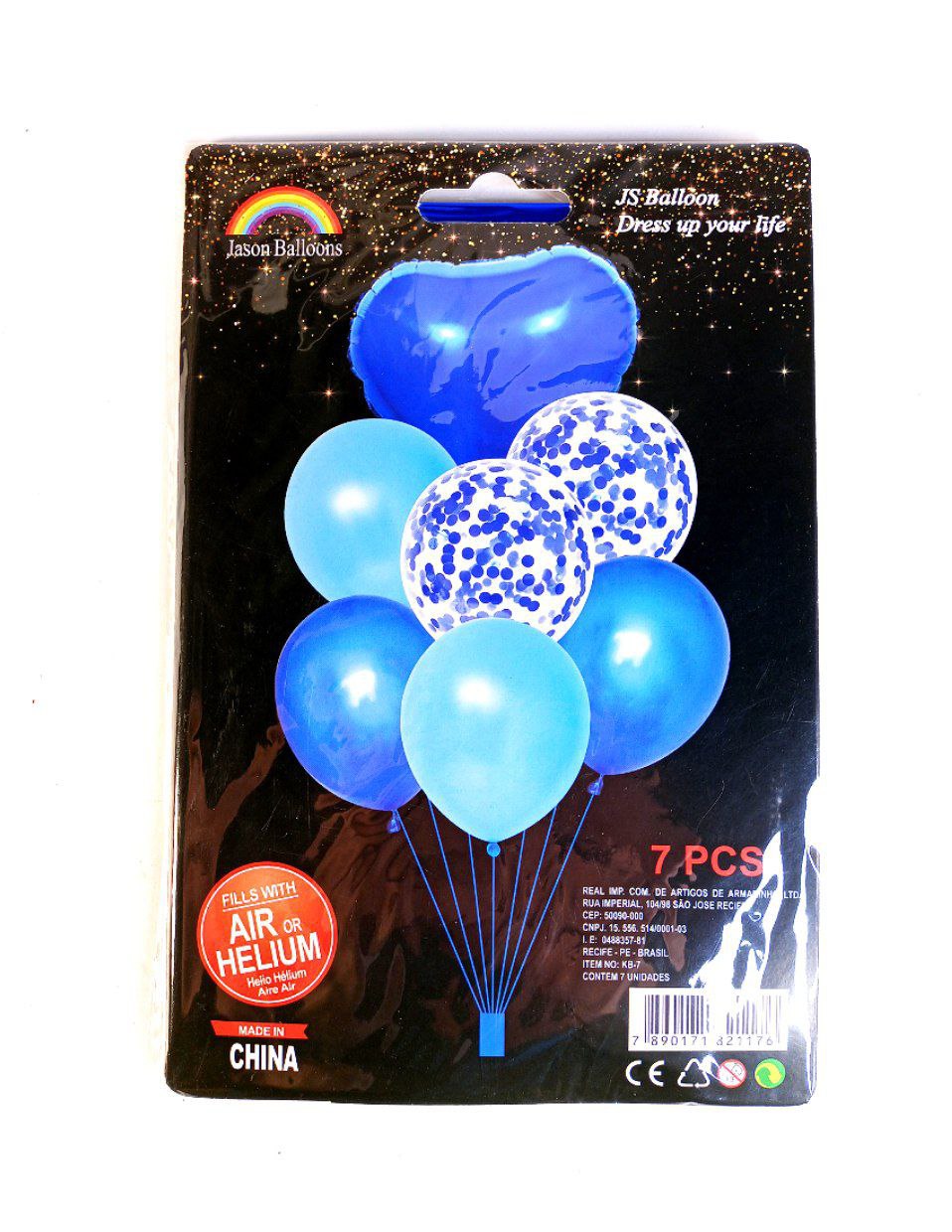 Набор из 7 шариков, Сердце синий Синий Unison (836827-1 blue)