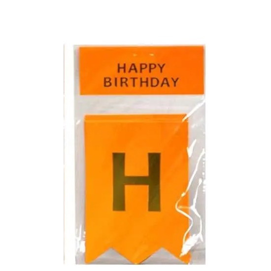 Гірлянда  прапорці "Happy birthday"  12 х 17см, неонова мандарин (HB-1095 mandaryn)