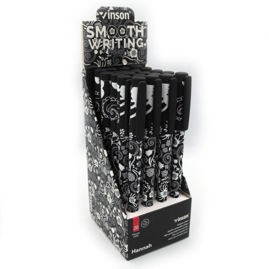 Ручка шариковая Vinson "Черно-белое" синяя, колпак (20шт/уп) Черный Vinson (A71 (8888))