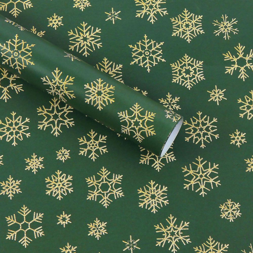 Бумага для уп. подарков -Снежинки на зеленом;- 10листов PCZ10070-10-491 Зеленый Unison (PCZ10070-10-491)