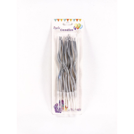 Набор свечей для торта "Коктейльный 12см", серебро, 12шт/уп Серебряный Pelican (868258)