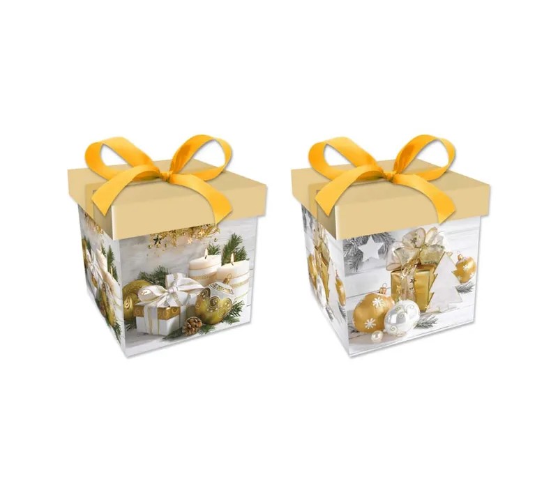 Подарочная коробочка-бокс разборная "Новогодняя" 15х15х15см, 12шт/уп, Разноцветный Unison (bl2301-225)