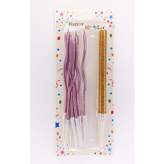 Набор свечей для торта "Коктейльные 8шт и холодный фонтан 1шт", розовое золото Розовый Unison (Y-8   rose gold)