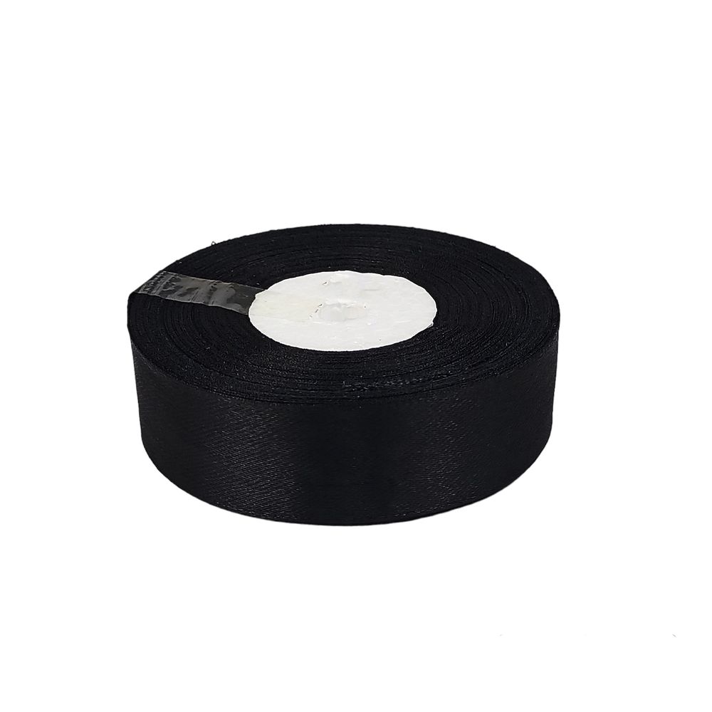 Атласна стрічка 2,5см x 33м Чорний Marill (LA2533-39)