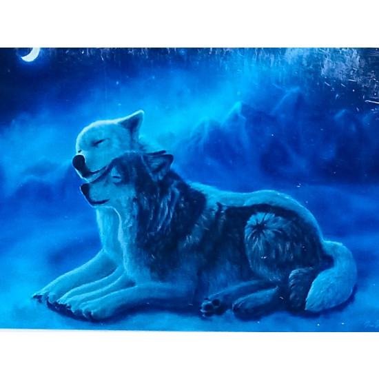 Алмазная мозаика 30 х 40см "Пара волков" рулон в PVC (без подрамника) Разноцветный Unison (61328_O GLD)