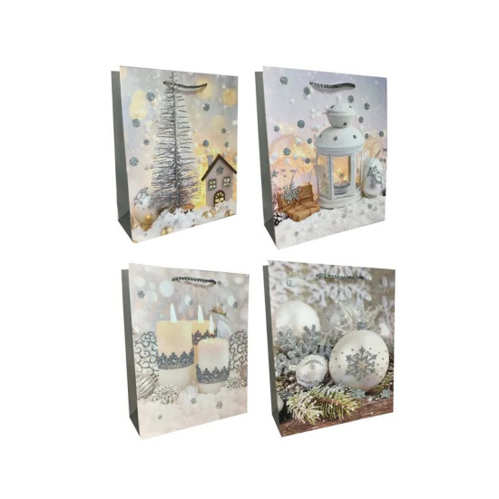 Новогодний подарочный пакет с глиттером "Новогоднее настроение", 18х23х08см, Разноцветный Unison (FD1335S)