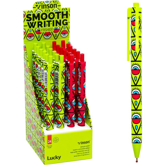 Ручка автомат масляна VINSON "Lucky" синя Різнокольоровий Vinson (F10)