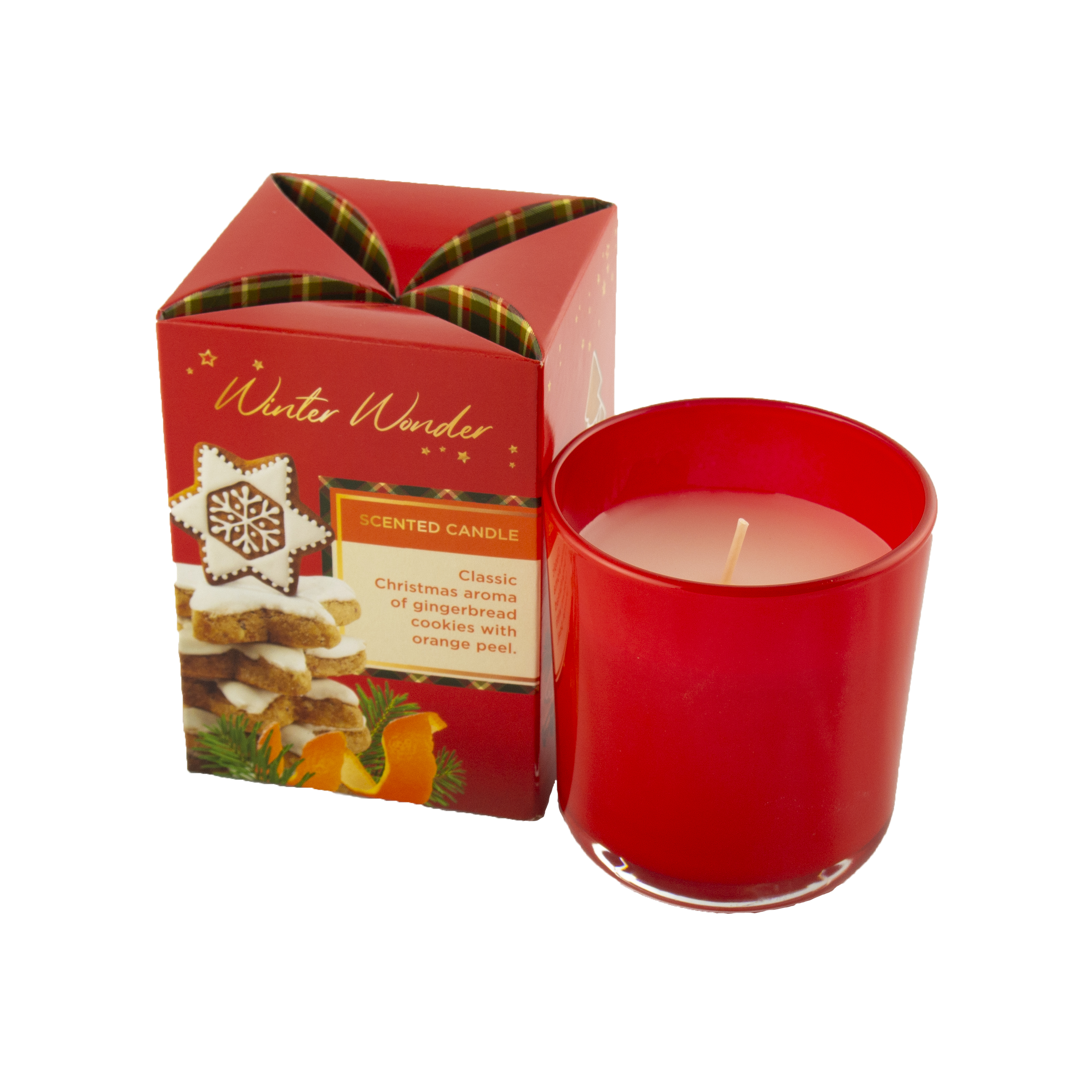 Свеча ароматическая «Зимнее чудо» (печенье с апельсиновой цедрой) 30часов,150г, 8,7 х 8см (парафин) Красный Bartek Candles (69212)