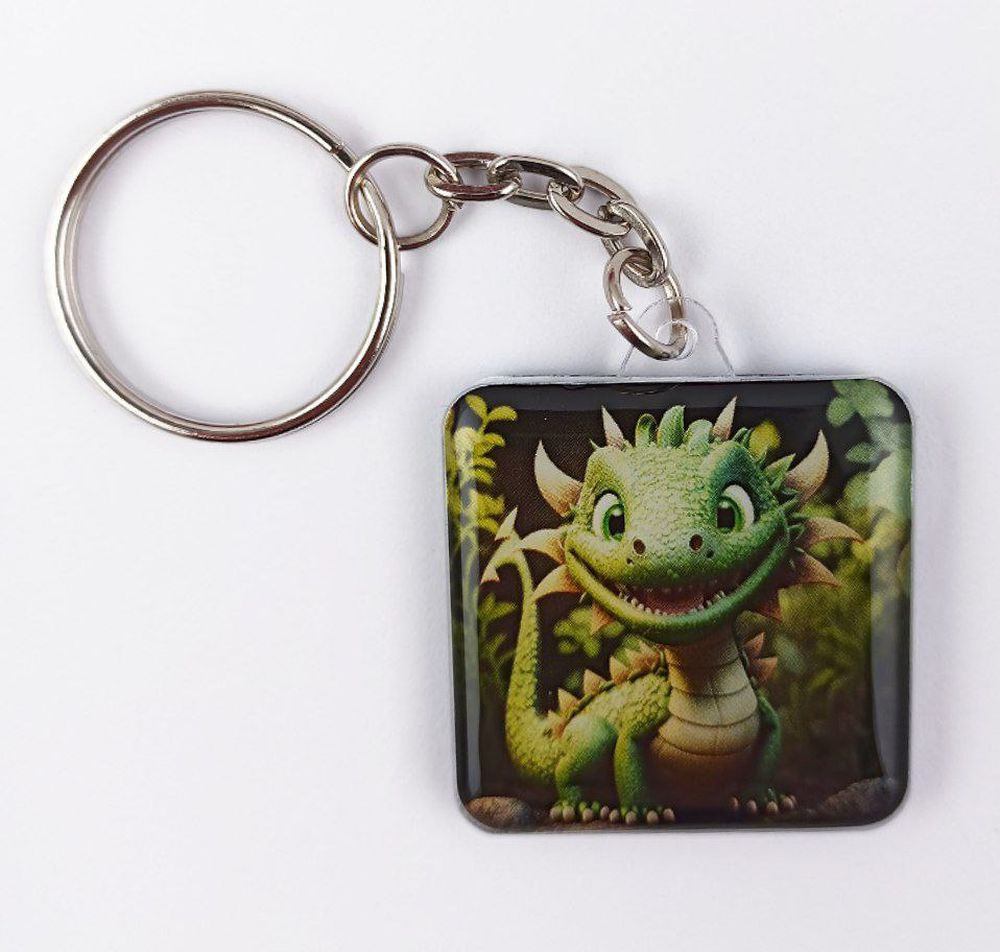 Брелок "Веселый дракончик" двусторонний 35мм Зеленый Unison (Dk 005)