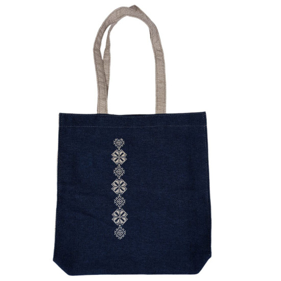 Сумка - шоппер с вышивкой (Темный джинс) 37 х 36 х 7см, на липучке Синий Unison (SB-09)