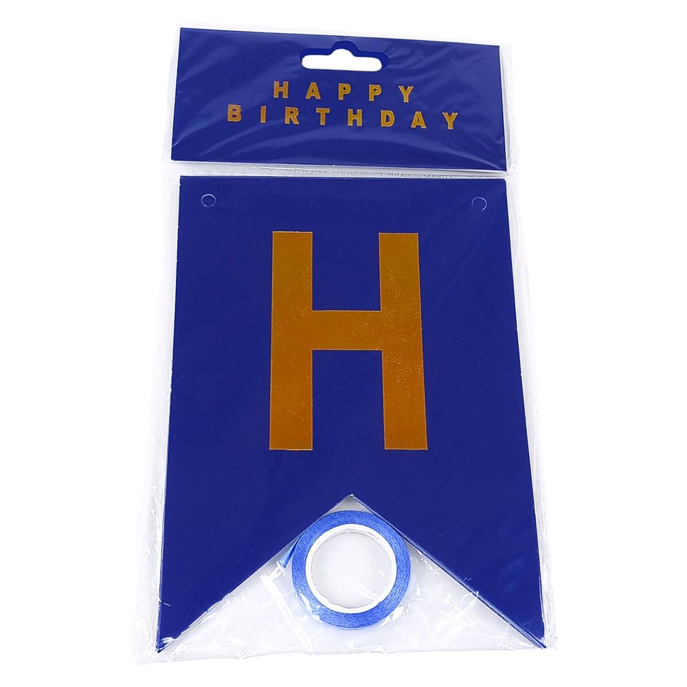 Гирлянда-флажки "Happy birthday"  12 х 17см (HB-1098 dark blue)