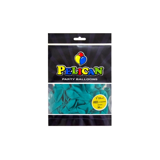 Шарики Pelican латексные 5" (13cm) пастель лазурный, Pelican 50шт Зеленый Pelican (805021)