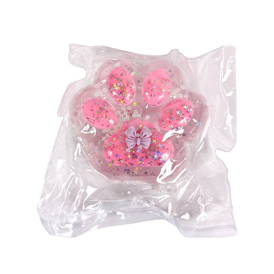 Таба сквиш антистресс  12см Лапка прозрачная светящаяся розовая (712203 pink)