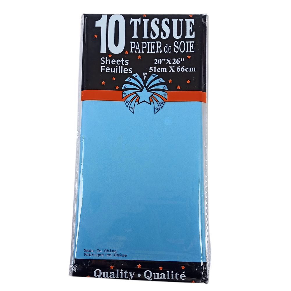Бумага тишью 10 листов 50 х 66см, 14гр, Голубая (CQ602 P-2197)