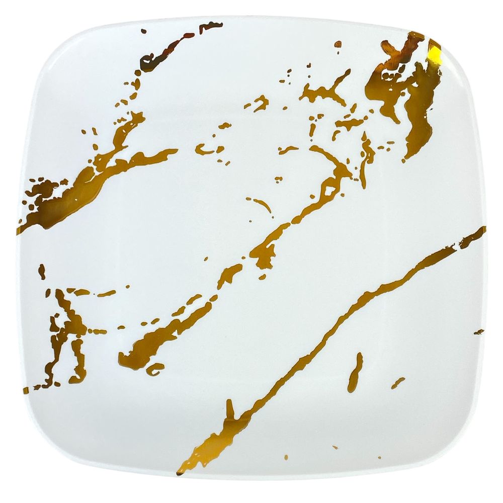 Тарелки мраморные пластиковые многоразовые квадратные 18см "Style Ware" золото, 10шт/уп Unison (7500-201)