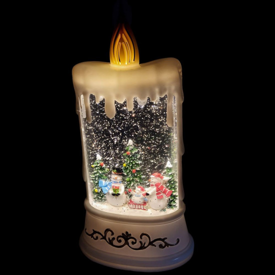 Свеча декоативная светодиодная LED музыкальная с метелью "Санта Клаус с подарками" 30,5см, 2 вида (2416)