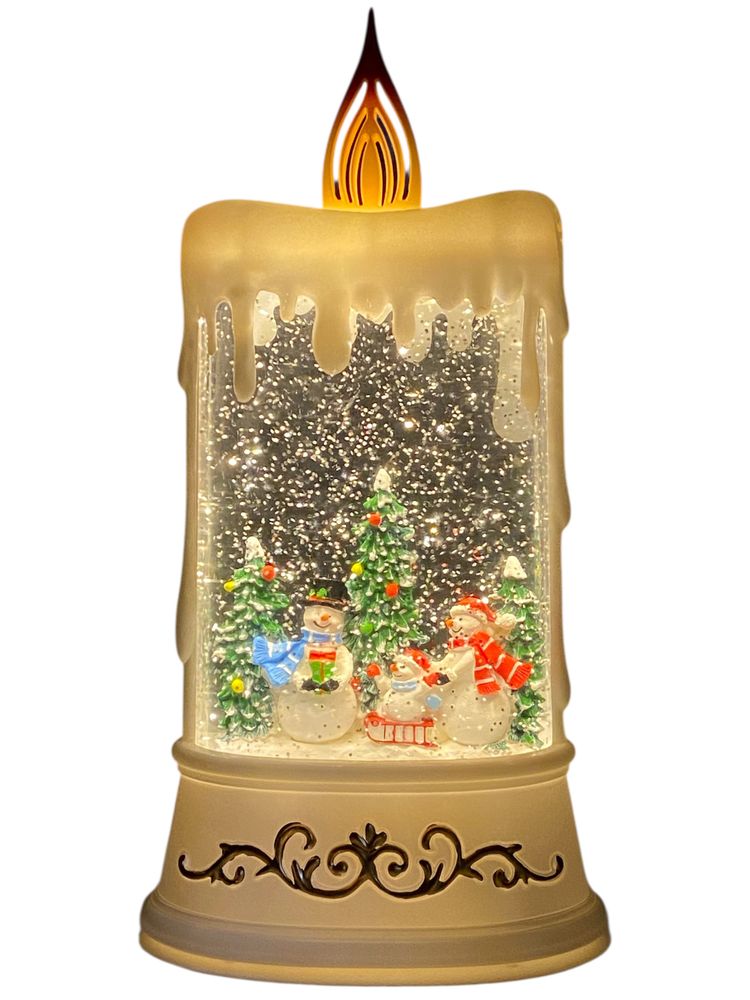 Свеча декоативная светодиодная LED музыкальная с метелью "Санта Клаус с подарками" 30,5см, 2 вида (2416)