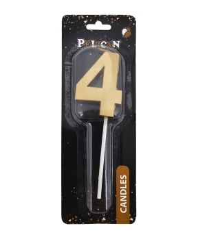Свічка цифра 3D  для торта  "4", золото 5см (863204)