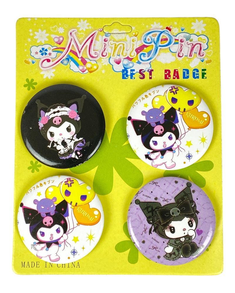 Значок пластиковый - 4шт "Зайка Kuromi" 45мм (45-4К)